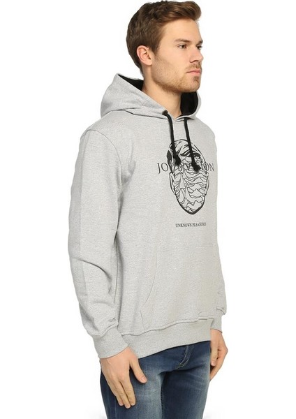 Joy Division Gri Kapüşonlu Erkek Sweatshirt Hoodie