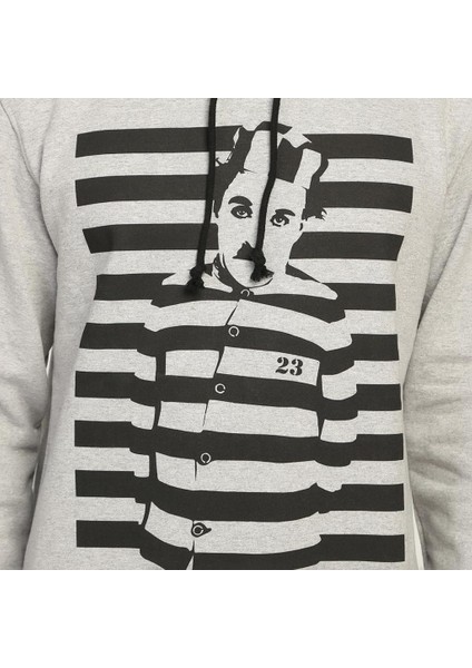 Charlie Chaplin Gri Kapüşonlu Erkek Sweatshirt Hoodie