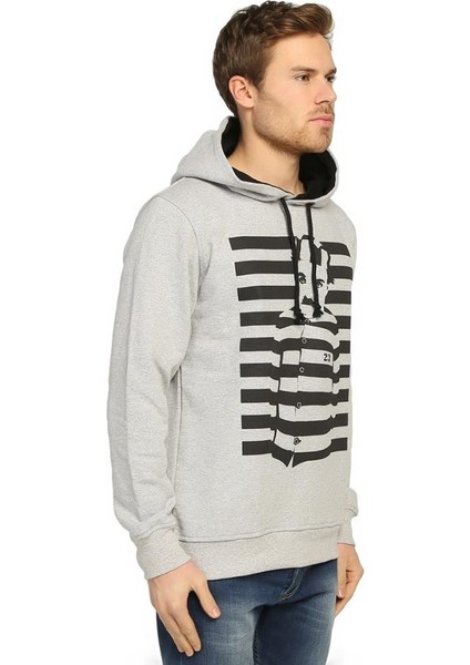 Charlie Chaplin Gri Kapüşonlu Erkek Sweatshirt Hoodie