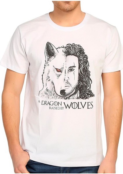 Game Of Thrones Jon Snow Beyaz Erkek T-Shirt