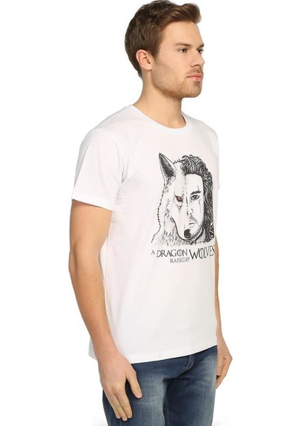 Game Of Thrones Jon Snow Beyaz Erkek T-Shirt modelleri