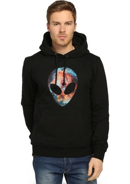 Alien Cosmos Siyah Kapüşonlu Erkek Sweatshirt Hoodie
