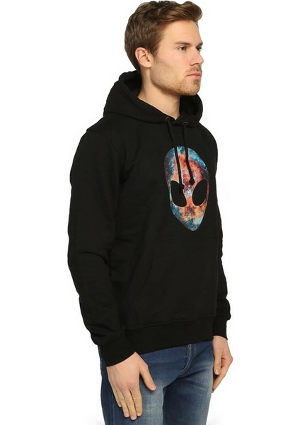 Alien Cosmos Siyah Kapüşonlu Erkek Sweatshirt Hoodie modelleri