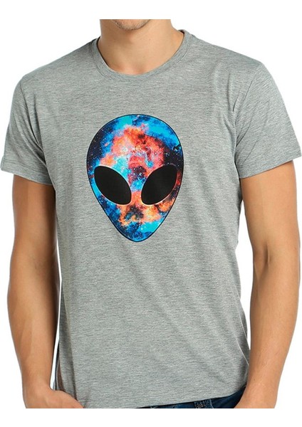 Alien Cosmos Gri Erkek T-Shirt