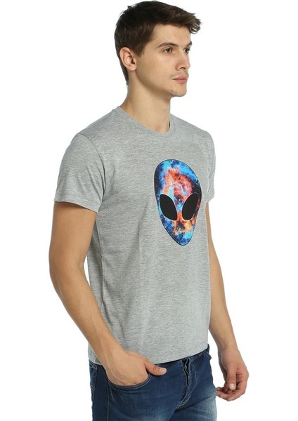 Alien Cosmos Gri Erkek T-Shirt