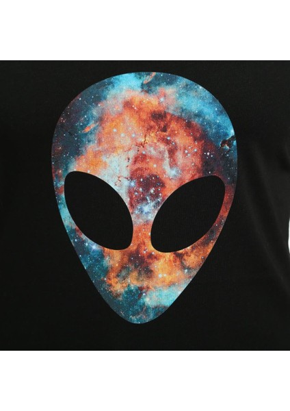 Alien Cosmos Siyah Kadın T-Shirt