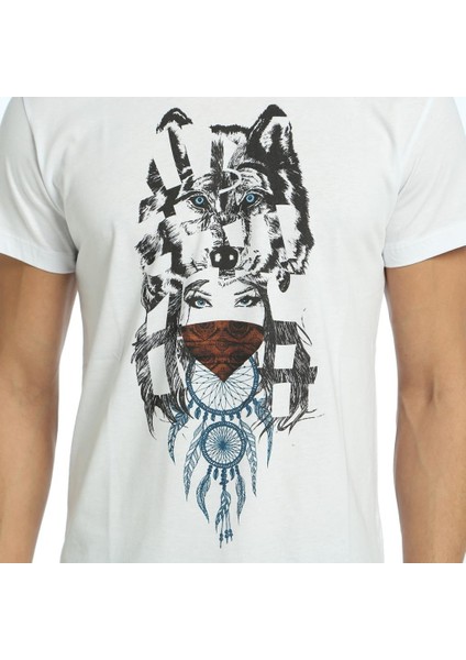 Wolf Girl Dreamcatcher Beyaz Erkek T-Shirt