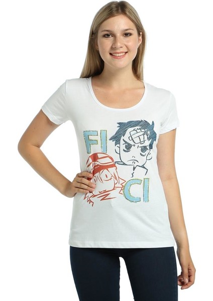 Flcl Fuli Culi Beyaz Kadın T-Shirt