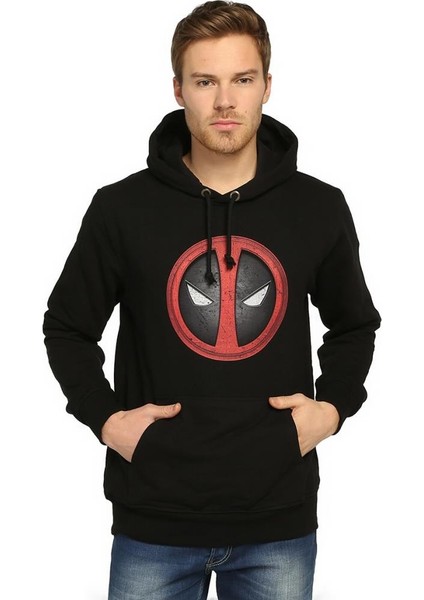 Deadpool Siyah Kapüşonlu Erkek Sweatshirt Hoodie