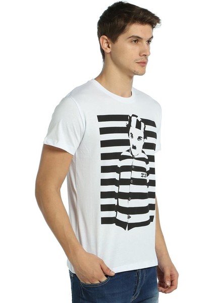 Charlie Chaplin Beyaz Erkek T-Shirt