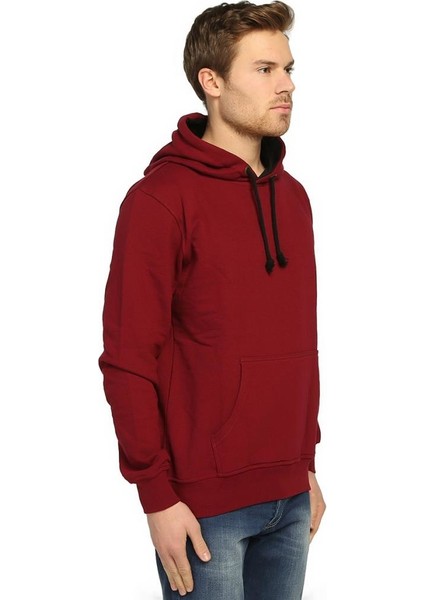 Bordo Kapüşonlu Erkek Sweatshirt Hoodie modelleri