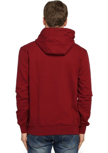 Bordo Kapüşonlu Erkek Sweatshirt Hoodie fırsatları