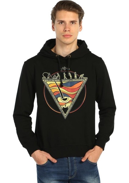 Piramit Siyah Kapüşonlu Erkek Sweatshirt Hoodie
