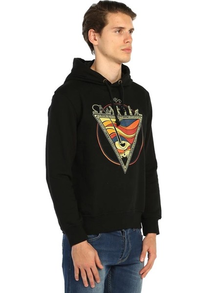 Piramit Siyah Kapüşonlu Erkek Sweatshirt Hoodie modelleri
