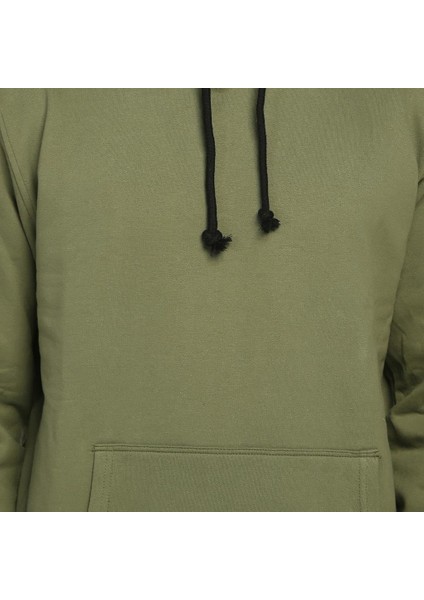 Açık Haki Kapüşonlu Erkek Sweatshirt Hoodie