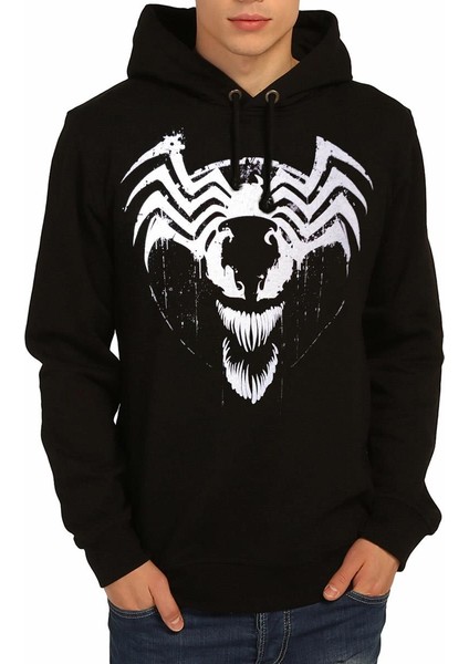 Venom Siyah Erkek Kapüşonlu Sweatshirt