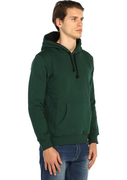 Yeşil Kışlık Kalın Kapüşonlu Erkek Sweatshirt Hoodie fiyatları