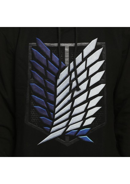 Attack On Titan Siyah Kapüşonlu Erkek Sweatshirt Hoodie fiyatları