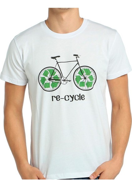 Re-Cycle Bisiklet Beyaz Erkek T-Shirt