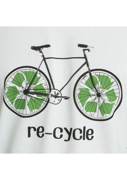 Re-Cycle Bisiklet Beyaz Erkek T-Shirt