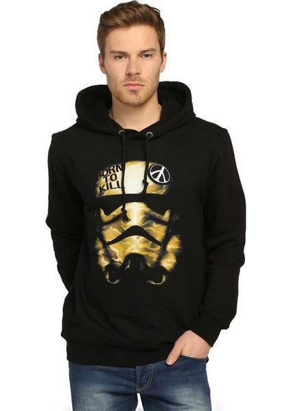 Star Wars Trooper Siyah Kapüşonlu Erkek Sweatshirt