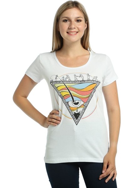 Piramit Beyaz Kadın T-Shirt