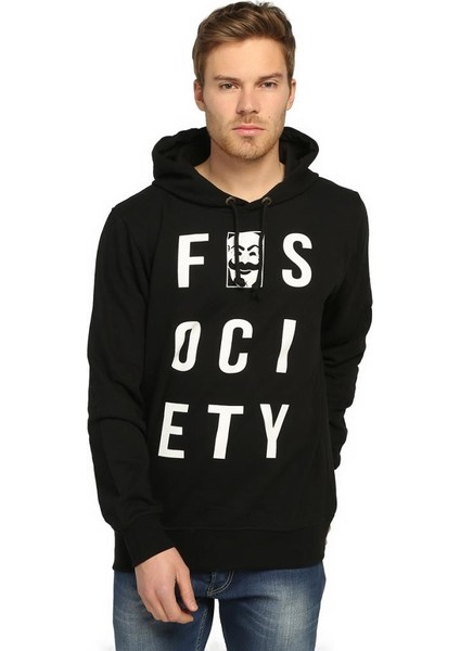 Mr. Robot Siyah Kapüşonlu Erkek Sweatshirt Hoodie