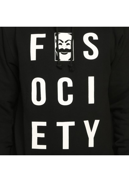 Mr. Robot Siyah Kapüşonlu Erkek Sweatshirt Hoodie fiyatları