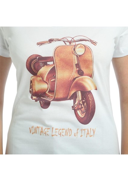 Motorsiklet Vespa Beyaz Kadın T-Shirt fiyatları