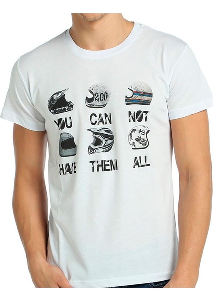 Motorsiklet Kasklar Beyaz Erkek T-Shirt
