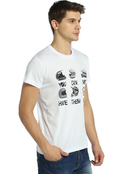 Motorsiklet Kasklar Beyaz Erkek T-Shirt