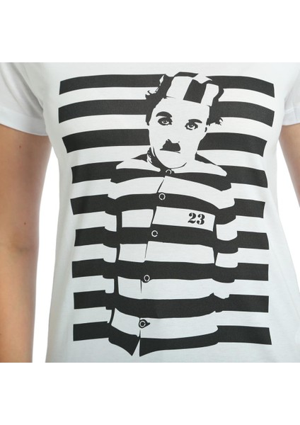 Charlie Chaplin Beyaz Kadın T-Shirt