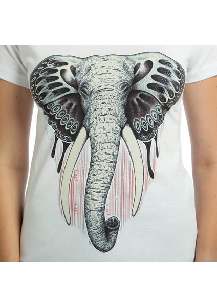 Elephant Fil Beyaz Kadın T-Shirt