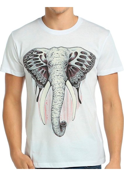 Elephant Fil Beyaz Erkek T-Shirt