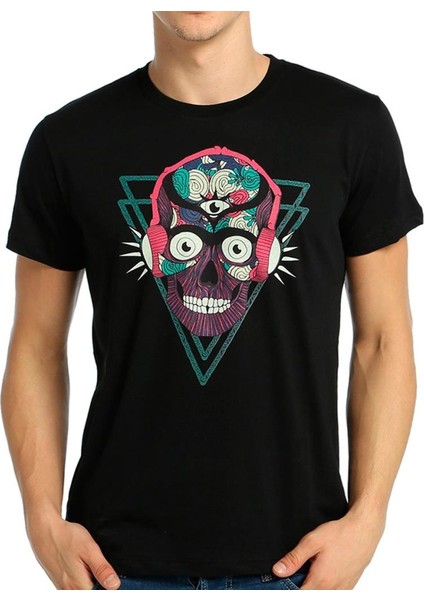 Stereo Skull Siyah Erkek T-Shirt