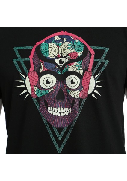 Stereo Skull Siyah Erkek T-Shirt