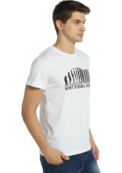 Barcode Beyaz Erkek T-Shirt
