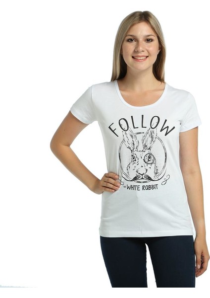 White Rabbit Beyaz Kadın T-Shirt