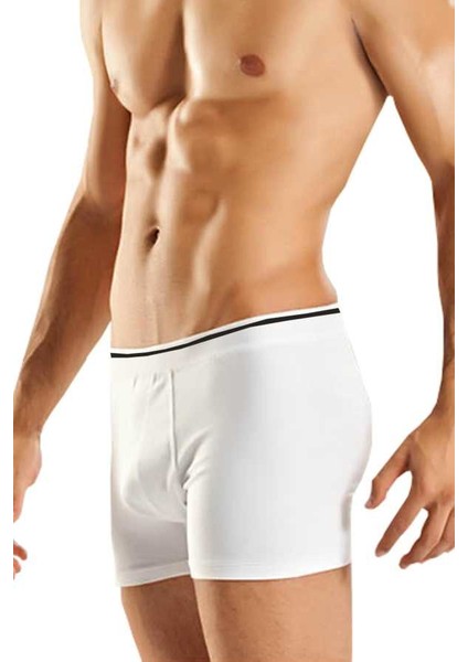 Likralı Penye Erkek Boxer - 1097-Beyaz