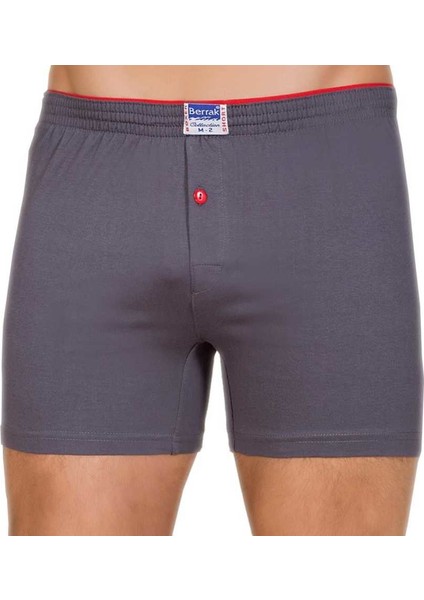 %100 Pamuk Havlu Bel Düğmeli Erkek Boxer - 1099-Füme