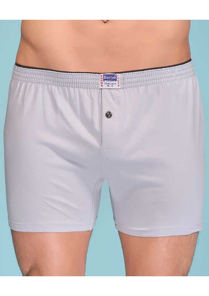 %100 Pamuk Havlu Bel Düğmeli Erkek Boxer - 1099-Gri