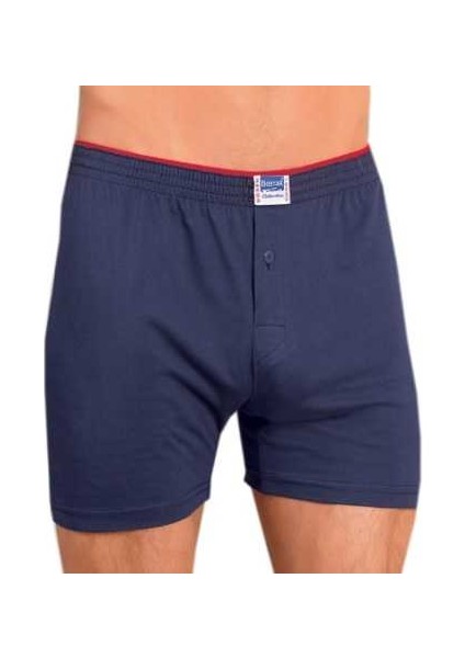 %100 Pamuk Havlu Bel Düğmeli Erkek Boxer - 1099-Lacivert