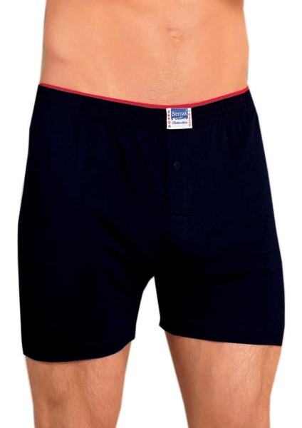 %100 Pamuk Havlu Bel Düğmeli Erkek Boxer - 1099-Siyah