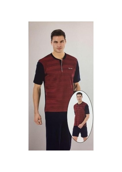 5285 3 Lü Erkek Pijama Takımı Şort İlaveli