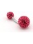 Pembe Kristal Taşlı Disko Topu Çelik Göbek Piercing P444 1