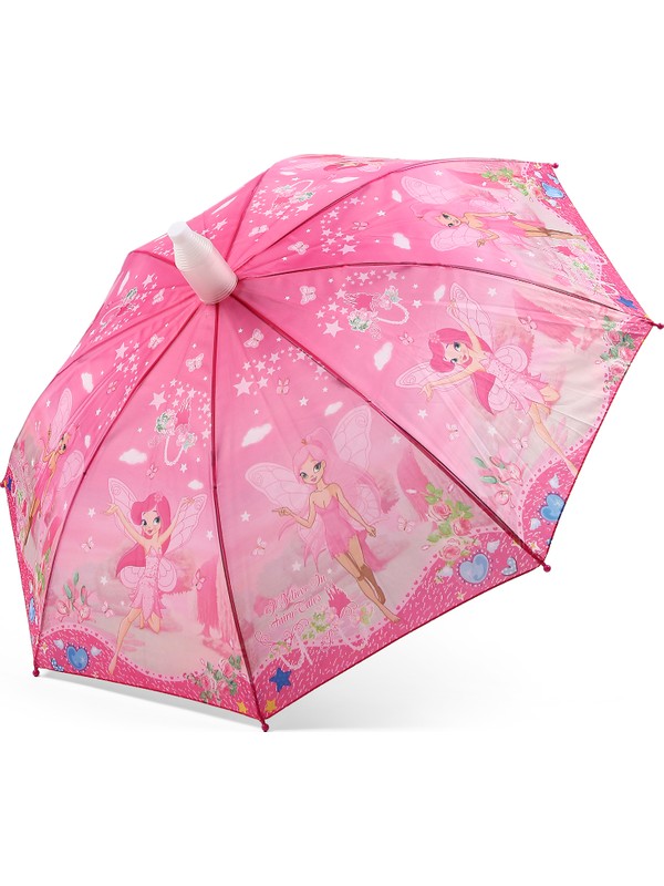 Almera Pvc Kılıflı Kız Çocuk Şemsiyesi - Peri Kızı Pembe