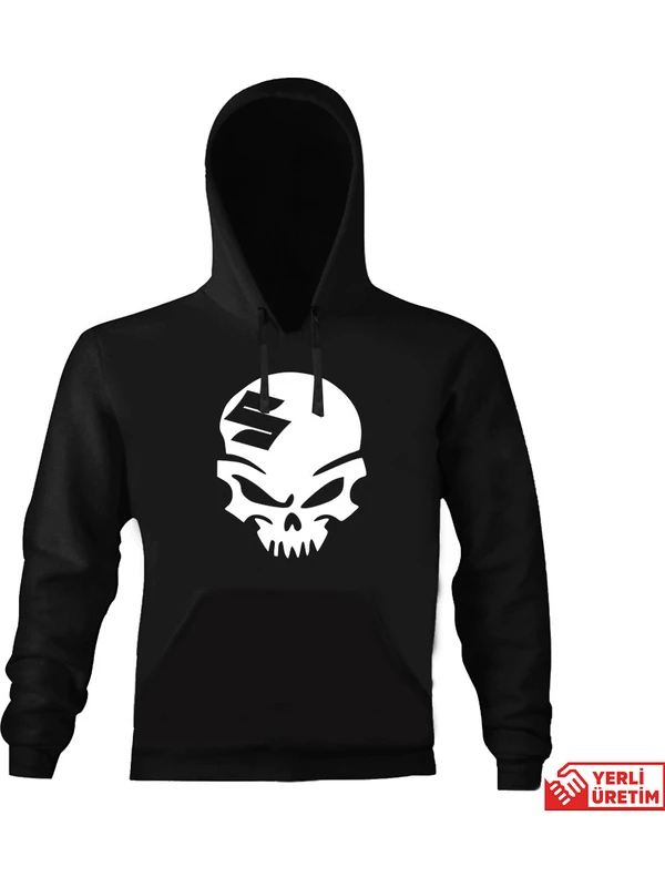 Art T-Shirt Skull Suzuki Kapşonlu Sweatshirt