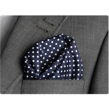 Exve Exclusive Lacivert Beyaz Puantiyeli Cep Yaka Mendili