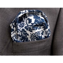 Exve Exclusive Mavi Beyaz Desenli Yaka Cep Mendili