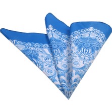 Exve Exclusive Mavi Özel Desen Baskılı Geniş Yaka Cep Mendili